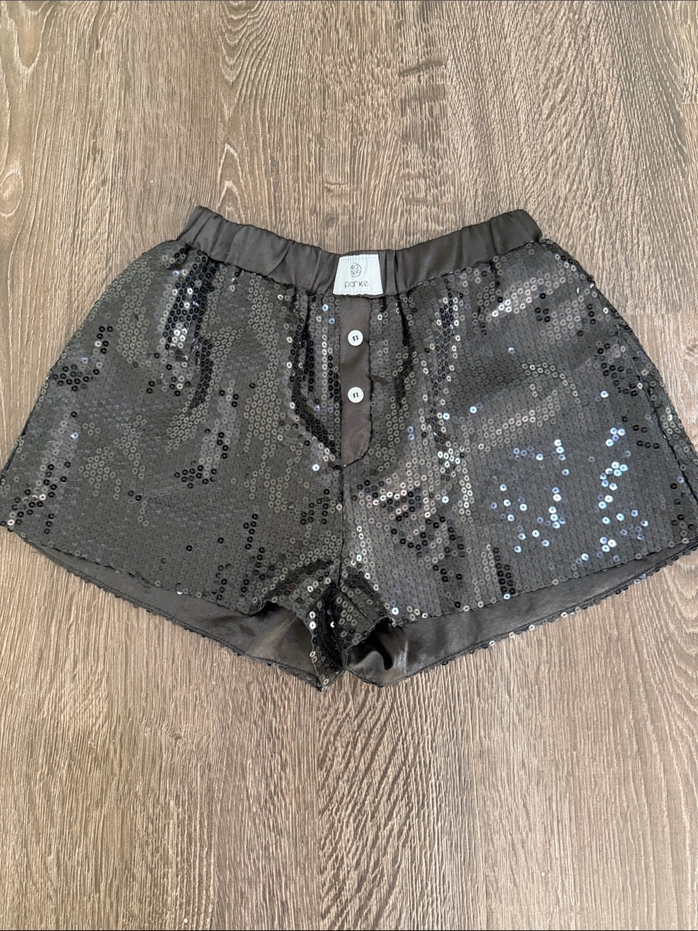 NWOT Parke Black Sequin Boxer Shorts XS
